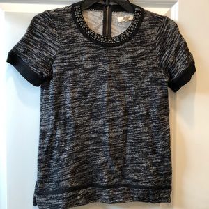 Madwell Sweatshirt Tee with Rhinestone Collar